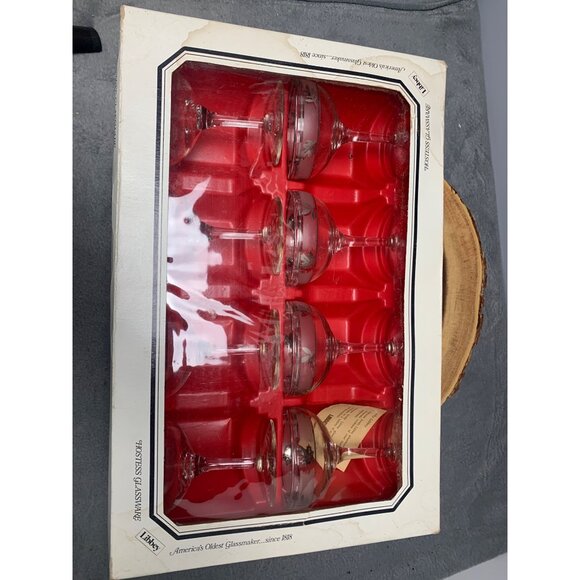 Libbey Hostess Glassware Silver Foliage Sherbet Glasses Set of 8 6.5 Oz 1950s - Picture 8 of 9